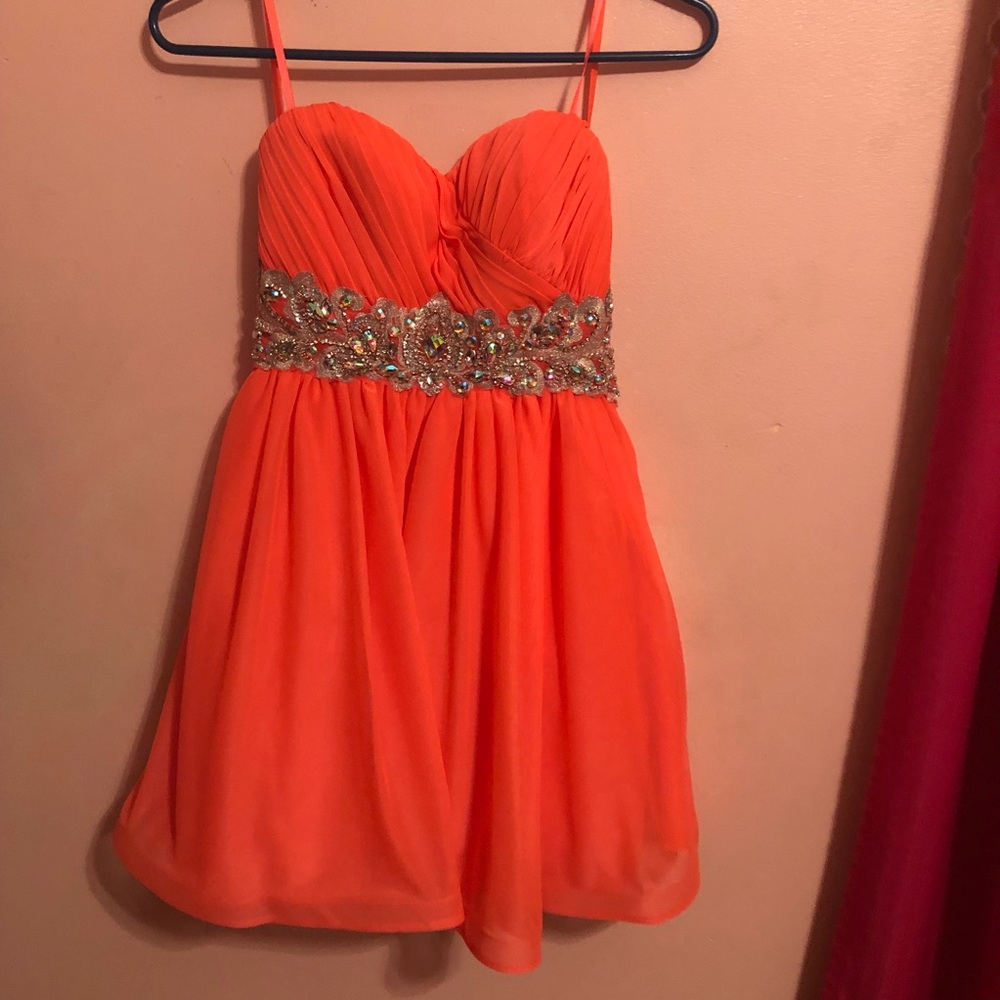 semiformal, coral color dress